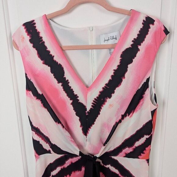 Joseph Ribkoff | Pink Black Tie Dye Summer Dress Size US12 - Picture 5 of 11